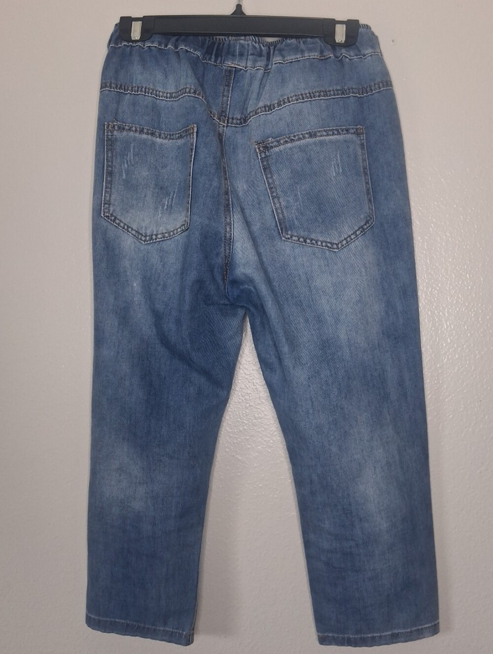 Boho Bundle -2 Cropped Jeans Embroidered Cat Y2K Inspired High Rise Pull-On M - Picture 11 of 16